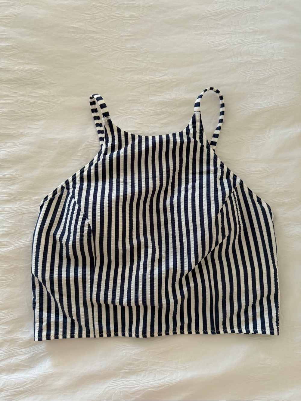 lululemon athletica Navy and White Striped Cropped Cami